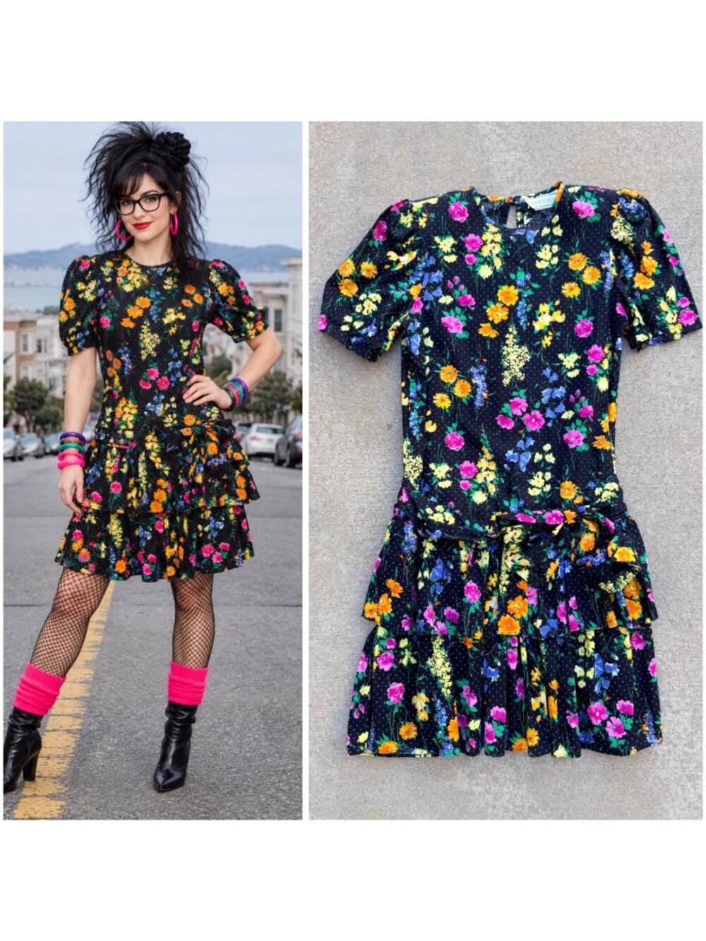 Saved by the Bell Vintage 80s Floral Dress